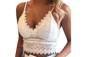 NIUNU Sport BH Push Up-Große Größen Spitze BHS Damen Frauen Übergröße Vest Crop Wireless BH Dessous Sexy V-Ausschnitt Unterwäsche Unterhemd