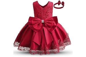 NNJXD Abito da Sposa da Principessa in Pizzo con Ricamo Floreale per Bambina