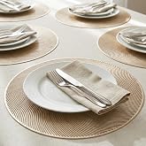 Deconox 6'lı Set Latte Desenli Plastik Amerikan Servisi, 38 cm - Yıkanabilir ve Silinebilir Yuvarlak Supla, Masa Servis Altlı