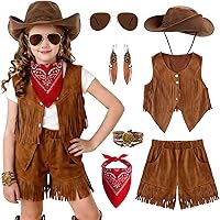 Costume Da Cowboy Per Bambini Con Set Sceriffo – Gilet, Cappello, Pistole Giocattolo E Distintivo – Travestimento Far West Per Festa E Halloween