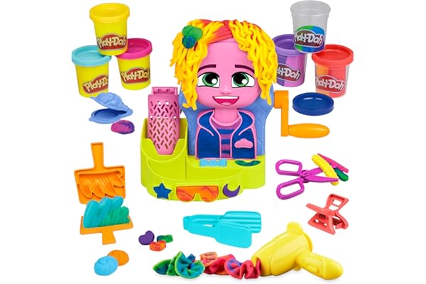 Play-Doh Hasbro Peluquería, Manualidades para Niñas y Niños a Partir de 3 Años, Set con Herramientas y 6 Botes de Plastilina de Colores, Regalo Creativo