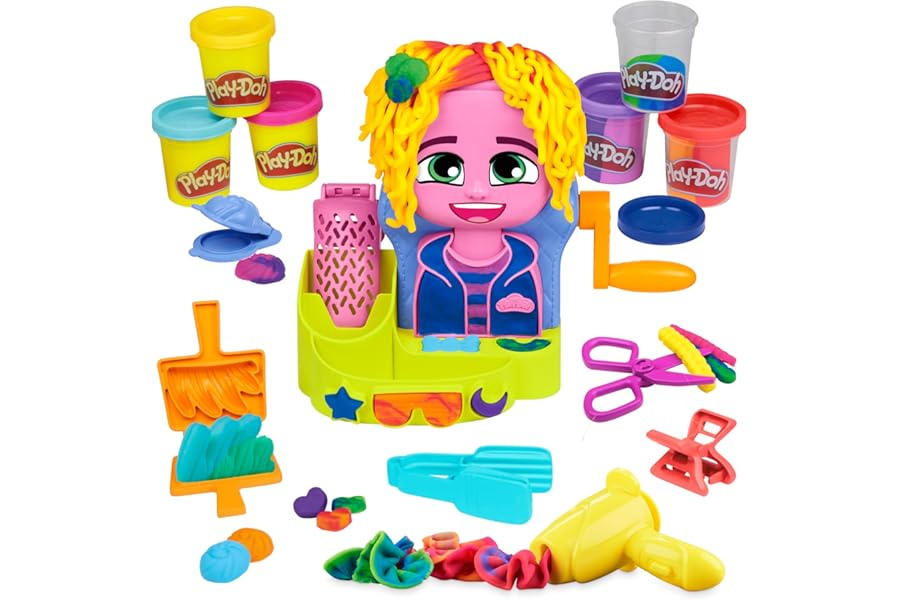 Play-Doh Hair Stylin' Salon Playset with 6 Cans, Pretend Play Toys, Ages 3+
