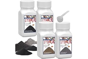 WKTURN Rock Tumbler Grit Set, 4-Step Silicon Carbide Grit Kit for Stones, Glass, Gems - Coarse, Medium, Pre-Polished, Final Polish, Compatible with Any Brand of Rock Polisher