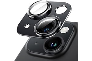 JETech Protection Objectif Caméra pour iPhone 15 6,1 Pouces et iPhone 15 Plus 6,7 Pouces, Couverture Complète en Verre Trempé 9H Anneau, Plaque de Métal Mat, Lot de 1 (Minuit)
