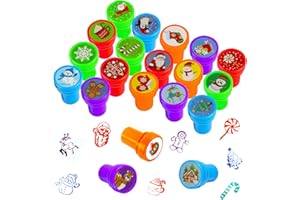 SHOWHEEL Ensemble de tampons de noël pour Enfants, 20 pcs Tampon Enfant Noel, Assorties de Timbres de Noël pour Enfants, Encreurs Tampons Enfants pour Noël Imprimer Scrapbooking Cartes Accessoires