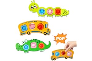 Felly Juguetes Montessori 1 2 Años, 3 Piezas Pop Fidget It Toys Set, Juguete Sensorial Motricidad Fina Bebé, Regalos para Cumpleaños y Navidad de Pequeños Niños Niñas