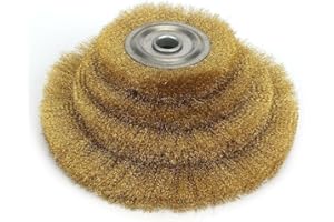 EASYBYMALL Professional Soft Flat Brass Copper Wire Brush Polishing Wheel High Surface and Efficient Performance (100mm x 16mm)