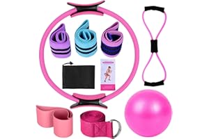‎TETSMG TETSMG Pilates Set, 8 Teiliges Pilates Ring Set mit Yoga Ball, Yoga Gurt und Fitnessbänder, Pilates Kit, Pilates Set für Zuhause, Pilates Essentials Kit für Yoga, Pilates, Stretching und Fitness