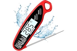 hoyiours Grillthermometer, Bratenthermometer Fleischthermometer IPX6 Wasserdicht Digitales Küche Thermometer mit 3s Sofortiges Auslesen und 12cm Faltbare Lange Sonde für BBQ, Ofen, Backen, Frittieren