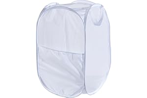 WEBEASY Laundry Basket, 1pc Pack Foldable Laundry Hamper Pop Up with Durable Handles, Portable Mesh Washing Laundry Bag with Handle Great for Home Kids Room College Dorm Travel (White)