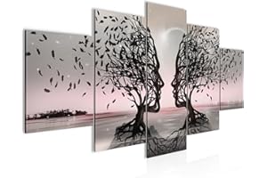 Runa Art Amanti Quadro Tela Non Tessuta 5 Pezzi Albero astratto Grigio Rosa Camera Da Letto Soggiorno 044853b