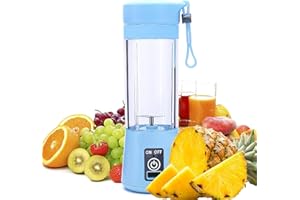 PHILAIDE Portable Blender Smoothie Maker, Personal Size Fresh Juice Shaker Bottle, Mini Blender 300ML Rechargeable USB Multifunction Juicer Cup with Lid For Travel Kitchen Camping Gym Office (blue_)