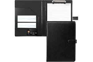 HOMIRTY Clipboard A4 con Coperchio – Cartella in Pelle PU, Portadocumenti con Scomparti, Portapenne & Chiusura Magnetica – Cartella Professionale per Conferenze, Organizzatore di Documenti (Nero)