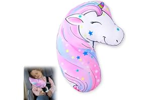 MHJY Gurtpolster Auto Kinder Gurtschutz Einhorn Schlafkissen Gurtkissen Autogurt Polster Schulterpolster Sicherheitsgurt Kissen Nackenstütze Kopfstütze Pad für Reisen Mädchen Jungen