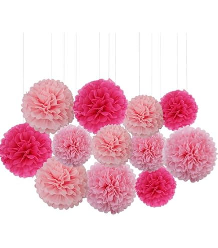 Kit Pompons En Papier De Soie - Qualité Premium - Vert D'Eau - Papier