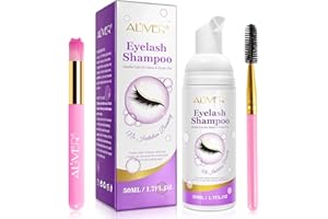 KLLALO Shampoo per ciglia+ spazzola e pennello per mascara detergente schiumogeno per palpebre, Remover Extension Ciglia, rimuovere extension dalle ciglia, Per La Pulizia Della Casa e Del Salone(#2-Viola)