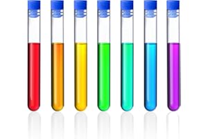 Hentek 20pcs 7ml Tubos de Ensayo Plásticos Transparent con Tapas, Probeta de Laboratorio de Muestra para Almacenamiento Líquido o Cosas Pequeñas