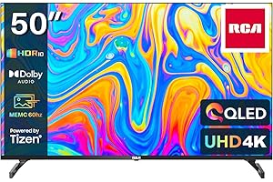 RCA RTQ50UN1 50 Inch QLED UHD Smart TV, 4K HDR10 Tizen OS TV with Samsung TV Plus Youtube Netflix Motion Mode Dolby, 3 x HDMI 2 x USB WiFi Bluetooth, Large Screen TV for Living Room Home Office
