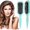 LALASTYLE Curl Brush, Curl Defining Brush for Curly Hair, Boar Bristle Hair Brush, Curling Roll Comb for Detangling, Shaping and Defining Curls for Women Girls (Green)