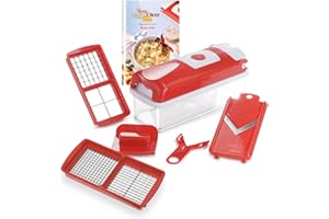 Genius Nicer Dicer Smart | 6 pièces | Hachoir alimentaire | Multi-Cutter | Trancheuse | Râper | Dicer | Mandoline fruits + légumes | Nouveau