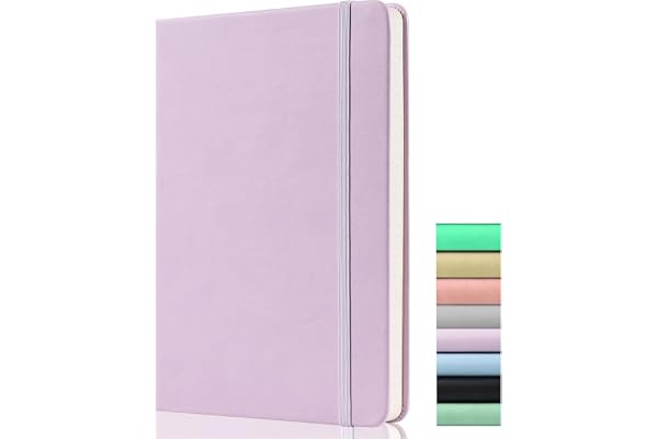 GDMLUP Carnet de Notes Pages Blanches – Papier épais de 120gsm, 172 Pages, Carnet Non Ligné avec Poche Arrière, Bande élastique, 2 Rubans de Marque, Couverture Rigide de Qualité Supérieure, lilas