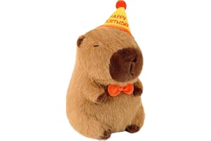 PonFxp Capybara Plush 25cm Soft Stuffed Animal with Birthday Hat, Adorable Capybara Teddy Toy, Perfect Capybara Gift for Birt