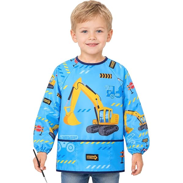 DiULi Tablier Peinture Enfant Fille 7-12 Ans – Imperméable, Anti-taches, Manches Longues, Poche Pratique, Bleu