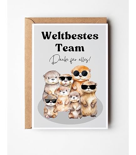 WBdesignz Abschied Karte Mit Umschlag - Abschiedskarte Für Kolleginen Mit Einem Spruch Otter Mit Herz Glückwunschkarte Geschenkkarte Zum Abschied Und Neuanfang (XXL DIN A4