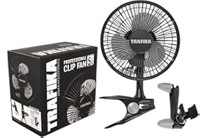 TRAFIKA URBAN HYDROPONICS TRAFIKA Clipfan/Ventilador 15cm/5W/Motor Magnético Bajo Consumo/AHORRO ENERGIA/Exclusiva Pinza fijación directa barras Armarios Cultivo/Incluye 2 PINZAS: Para mesa y barras de armarios de cultivo