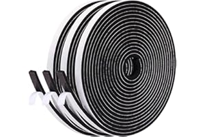fowong Joint Isolation Fenêtre en Mousse Adhésif, Porte Entrée en Caoutchouc Antioxydant, 6mm X 3mm,15M total, Phonique Multiusage Coupe Vent, Évite Froissement d'Article et Meuble, Noir