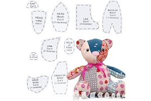 PICRIK Memory Bear Sewing Pattern, Teddy Bear Patterns Sewing Memory Bear Template Ruler Set Acrylic Memory Bear Template Ruler Kit with Instructions DIY Sewing Quilting Memory Bear Patterns Christmas Gifts