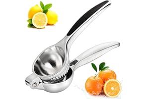 FUKTSYSM Lemon Squeezer - New Top Stainless Steel Citrus Squeezer, Lime Squeezer, Robust Design, Anti Corrosion, Silicone Handle Non Slip and Dishwasher Safe, Faster, More Efficient Juicing