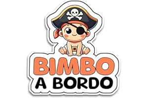 BRATIKI Bimbo a Bordo per Auto, Bambino Pirata 16 x 15.5 cm, Baby on Board Adesivo Auto, Adesivo Bimbo a Bordo Resistente agli UV e Impermeabile, Diamond Sticker