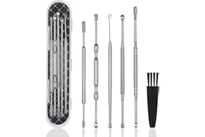 Hion Ohrenreiniger, Ohrenschmalz Entferner 6 in1 Medizinischer Ohrreiniger aus Edelstahl mit Aufbewahrungskiste Ear Cleaner, Geeignet für Kinder Jugendliche und Erwachsene(Silber)