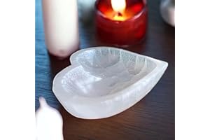 PRO HOME Selenite Bowl Heart Shape 10cm Natural Crystal Charging Bowl White Ritual Meditation Healing Spiritual Energy Dish Crystals Holder Tray Home Decor or Gifts