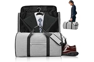 DOEDOEFONG Sac de Vêtements Pliable, Garment Bag Sacs À Vêtements pour Voyage | Sac À Vêtements Convertible | Sacs de Voyage de Grande Capacité Avec Pochette À Chaussures | Sac de Costume Suspendu de ge