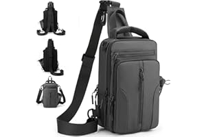 ZIOSINM Bandoleras Hombre,Bolso Hombre Bandolera Impermeable de Nailon, Mochila Pequeña Hombre con Convertible Correa Hombro y Botella Bolsillo