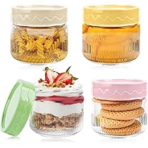 Atliberswo Overnight Oats Jar - 4 bicchieri da 750 ml, con coperchio a vite per Meal Prep, marmellata fatta in casa