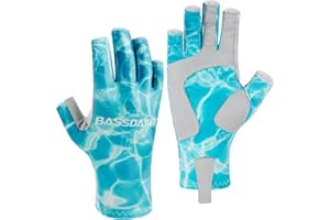 Bassdash ALTIMATE UPF 50+ Guantes de Pesca para Mujer protección Solar UV Guantes sin Dedos para Kayak Remo Senderismo Ciclismo conducción Entrenamiento de Tiro
