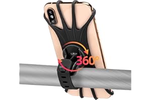 ROCKBROS Soporte Móvil Bicicleta Universal, Soporte de Manillar para Moto Scooter Silicona Ajustable 4,0”-6,7”, Rotación 360°