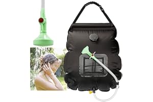 KIPIDA Bolsa de Ducha Solar, 20 litros Bolsa de Ducha de Acampada Portatil, Bolsa de Ducha Térmica Solar Plegable, Bolsa de Ducha para Acampar con Cabezal de Ducha, para Camping/Jardín/Piscina/Viaje