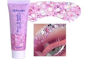 CkFyahp Body Glitter Gel 50ml Mermaid Sequins Sparkling Chunky Body Lotion Glitter Liquid Eyeshadow for Cosmetic Face Hair Lip Nail Christmas Festival Party Makeup Decoration (03#)