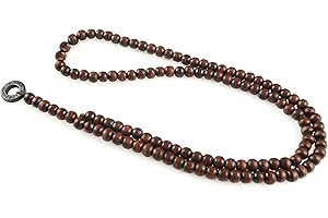 LOCAL LEAGUE Collana di Perline da Uomo in Legno a Rosario Catena LIFEGUARD AUSTRALIA Pendente in Metallo Rotondo per Fidanzato - Nerro/Marrone/Naturale - Vacanze, Feste, Spiaggia 72 cm