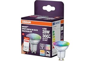 OSRAM SMART LED Spot PAR16 Reflektor GU10, 4.9W ZigBee 3.0, RGBW 16 Mio. Farben, dimmbar, App Steuerung, Alexa
