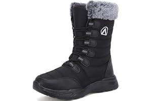 DimaiGlobal Womens Mens Winter Snow Boots Outdoor Waterproof Anti-Slip Tall Snow Boots Ladies Walking Shoes Comfy Flats Warm Faux Fur Lined Shoes