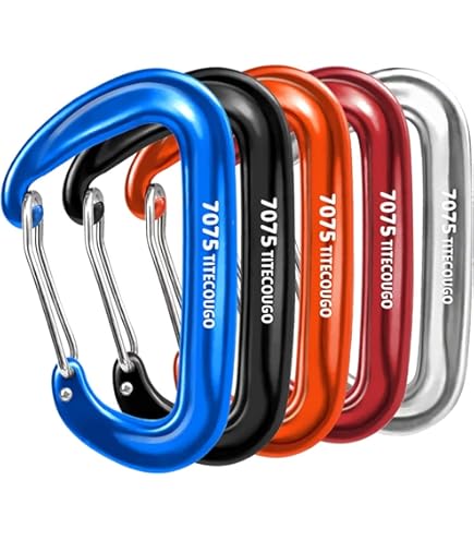 5 Pcs D-ring Key Chain Aluminum Alloy Carabiner Locking Clip Hook For