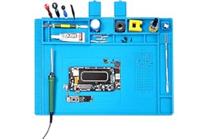 NEXMEE Tapis de Soudure en Silicone, Tapis de Soudure, Tapis de Travail Résistant à la Chaleur jusqu'à 500 ℃, Tapis de Réparation Polyvalent pour l'Électronique avec Aimants et Encoches pour Vis, 45 * 30 cm
