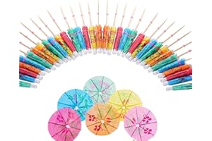FLZONHUT 50Pcs Cocktail Parapluies,Parapluies de Cocktail,Papier Cocktail Parapluies Mini Parasols Boisson, Fruit et Desserts Accessoires Decoratifs,Cocktail Décorations (Multicolore 10 cm)