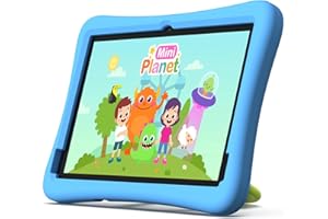 plimpton Tablet Bambini 10 Pollici, Tablet Android 14 con WiFi, Octa-core, 4GB RAM+64GB ROM (1TB TF), Custodia Antiurto EVA, Controllo Parentale, Kids Space, 6000mAh, PlimPad Kids20 (Blu)