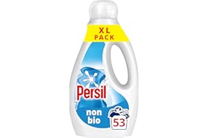 Persil Non Bio Laundry Washing Liquid Detergent outstanding stain removal in quick & cold washes tough on stains, gentle next to sensitive skin 53 washes (1.431 L)
